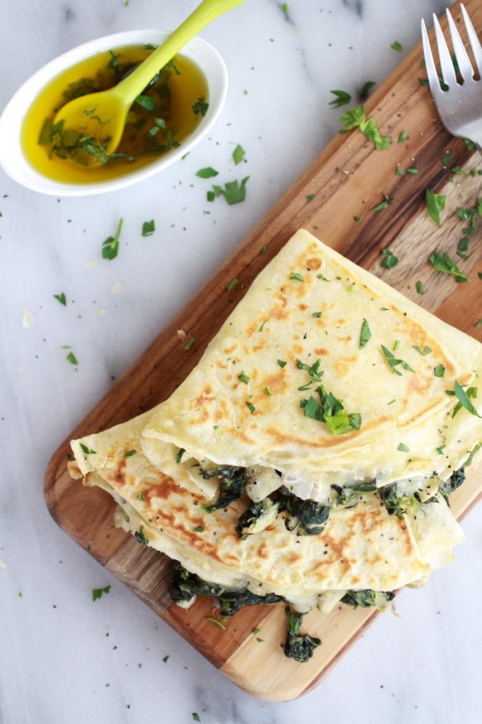 crêpe salé - Recette Crêpe Épinards Artichaut Brie